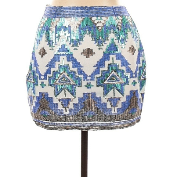 Tobi Sequin Aztec Mini Skirt - Picture 2 of 5